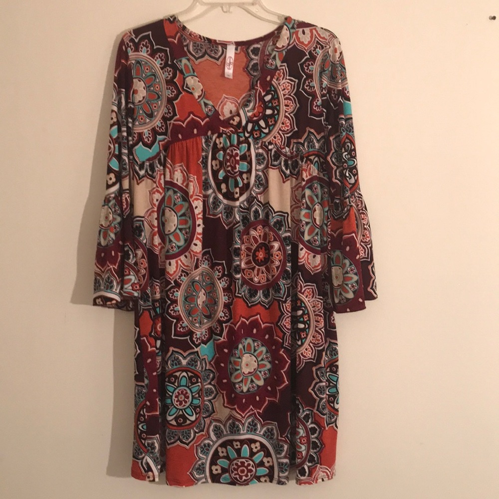 Damask Print Dress
